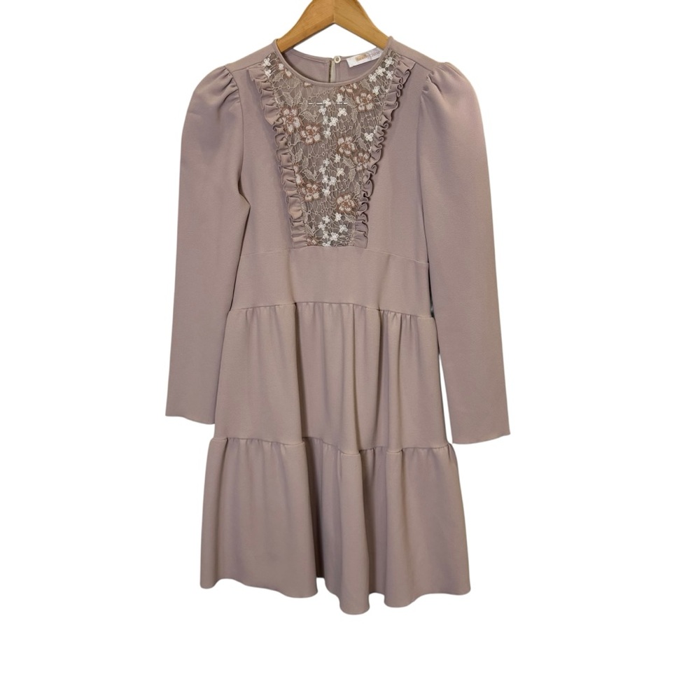 See By Chloe Blush Pink Long Sleeve Coquette Style Dress with Lace sz 4/6